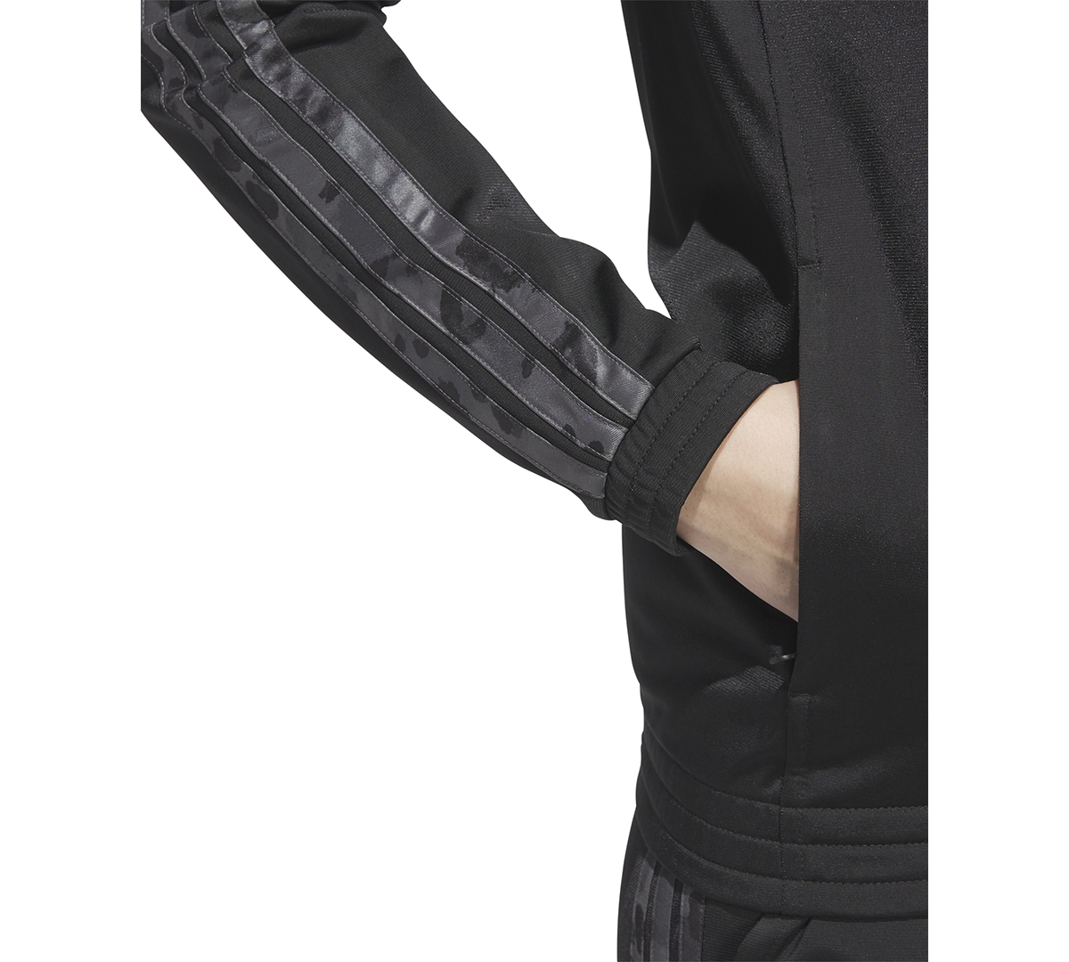 Adidas Originals Women's Animal-print Stripe Tricot Track Jacket In Black