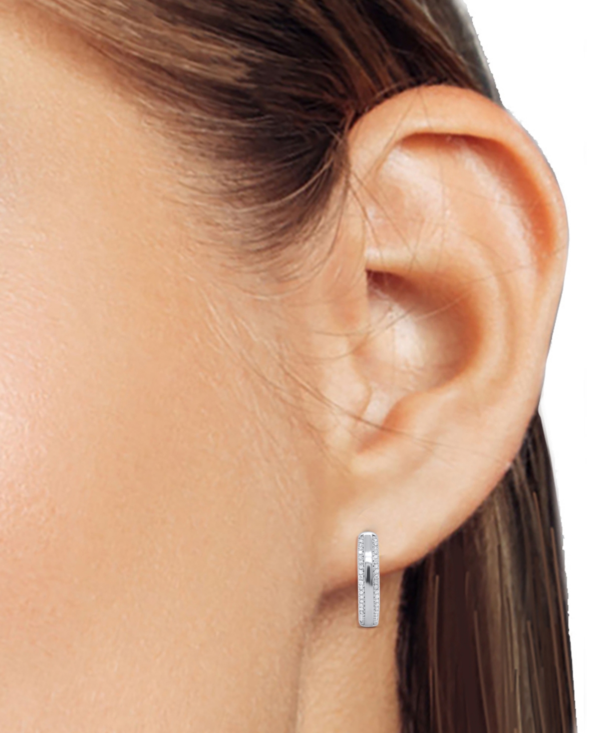 Macy's Diamond Hoop Earrings (1/4 Ct. T.w.) In 14k Gold-plated Sterling Silver In Silver