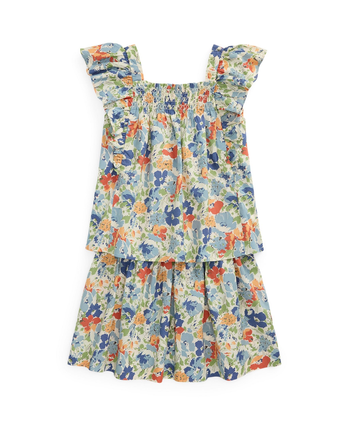 Polo Ralph Lauren Ralph Lauren Floral Smocked Cotton Top & Skirt Set
