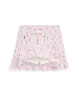 Toddler and Little Girls Striped Pleated Oxford Mesh Skort