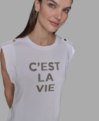 Petite C'est La Vie Studded Top