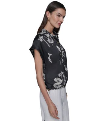 Women's Printed Elastic-Hem Shirt 
