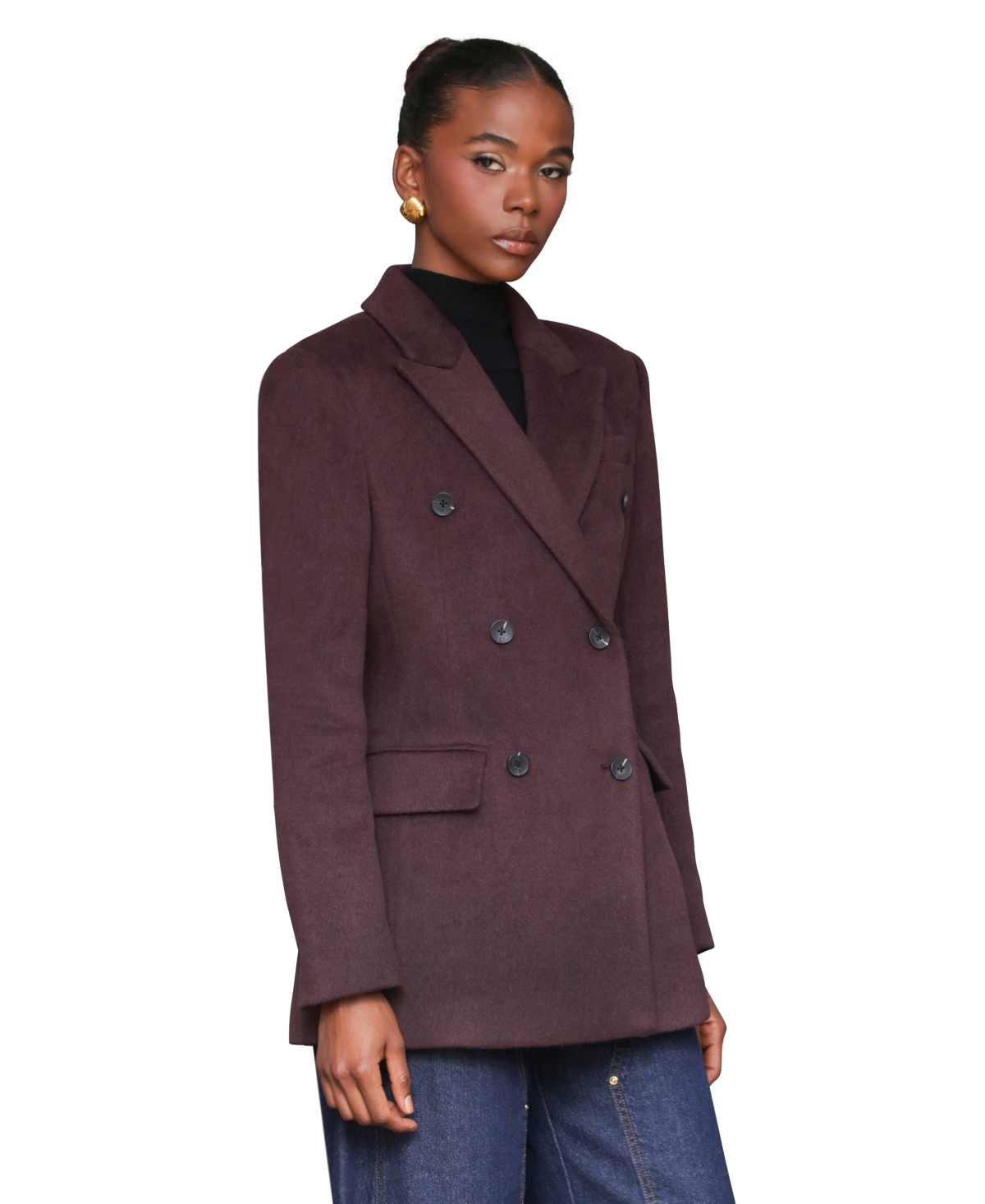 Avec Les Filles Hourglass Blazer Coat In Purple