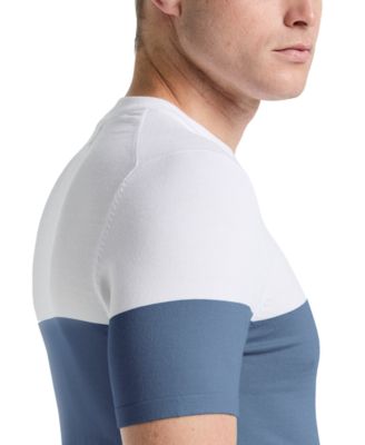 Men's Color Block Short Sleeve Sweater Crewneck T-shirt