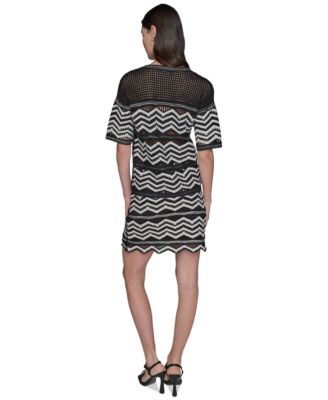 Women's Short-Sleeve Chevron Knit Sweater