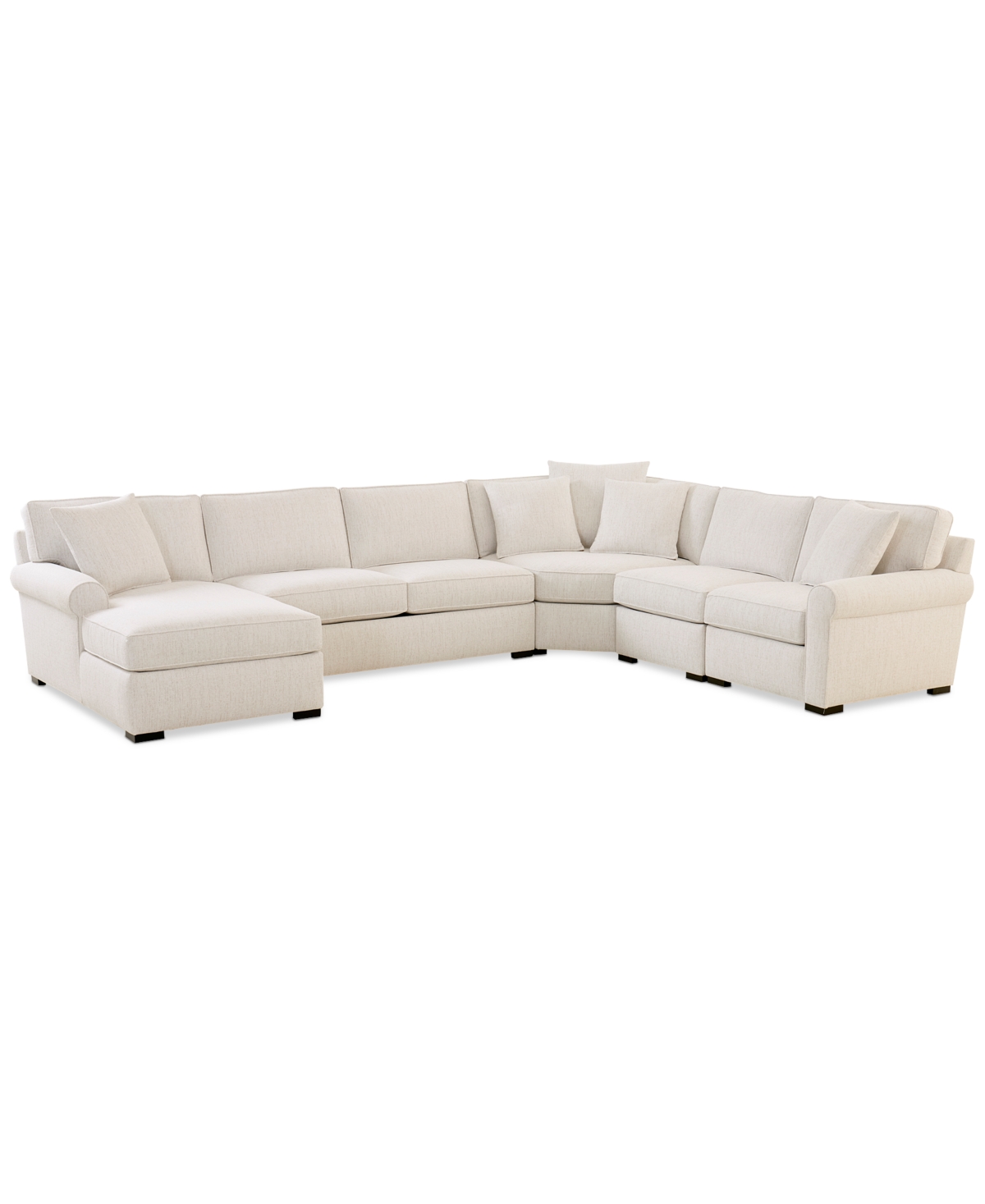 Macy's Radley Roll Arm 148" 5-pc. Fabric Chaise Sectional With Wedge, Exclusively At