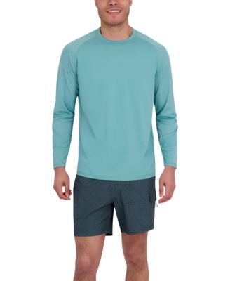 Men's Long Sleeve Waffle-Knit Crewneck Swim Shirt