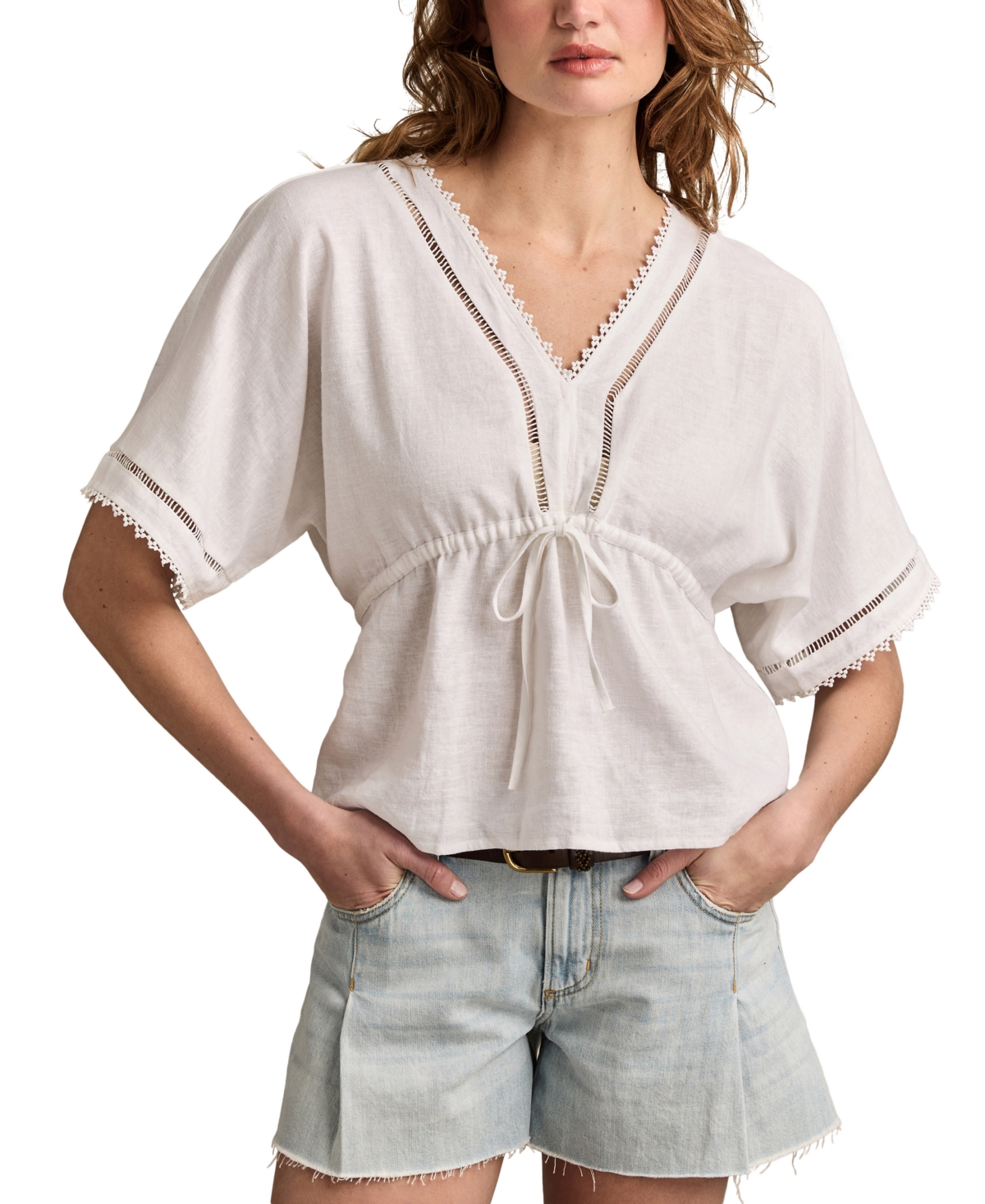 LUCKY BRAND LINEN V-NECK DOLMAN 
