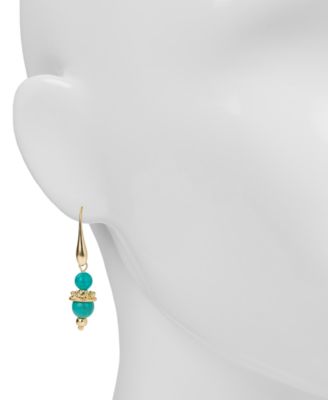 Gold-Tone Color Bead Double Drop Earrings