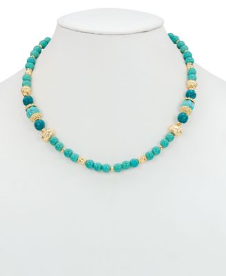 Gold-Tone Mixed Stone Convertible Layered Lariat Necklace, 18" + 3" extender