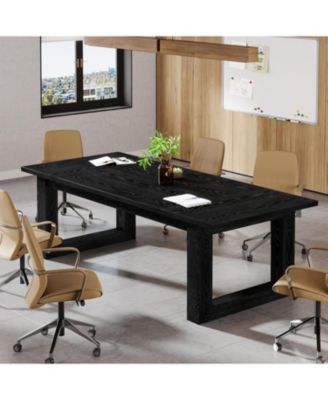 Conference Table, 5 ft Meeting Room Table with Solid Wooden Base, Large