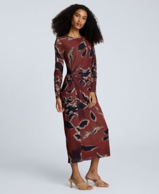 Women's Knot-Front Long-Sleeve Dress