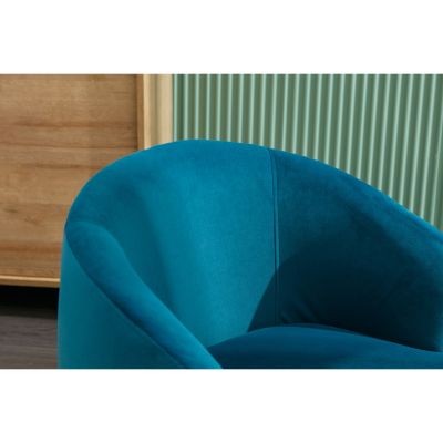 Teal Velvet Swivel Barrel Armchair