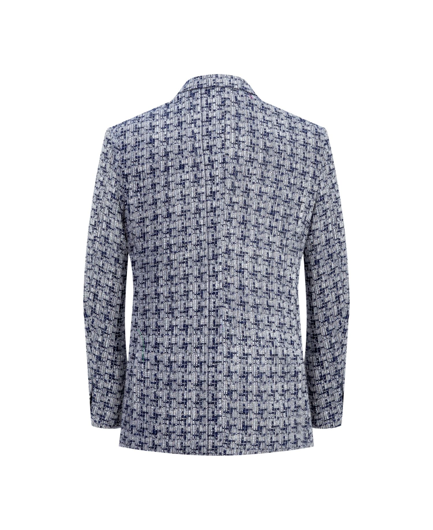 Boys Navy Slim Fit Houndstooth Blazer