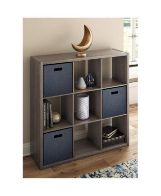 Decorative Bookcase Open Back 9-Cube Storage Organizer, Graphite Gray