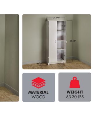 896700 12.5 x 24 x 59.5 Inch Adjustable 4 Shelf Pantry Cabinet, White