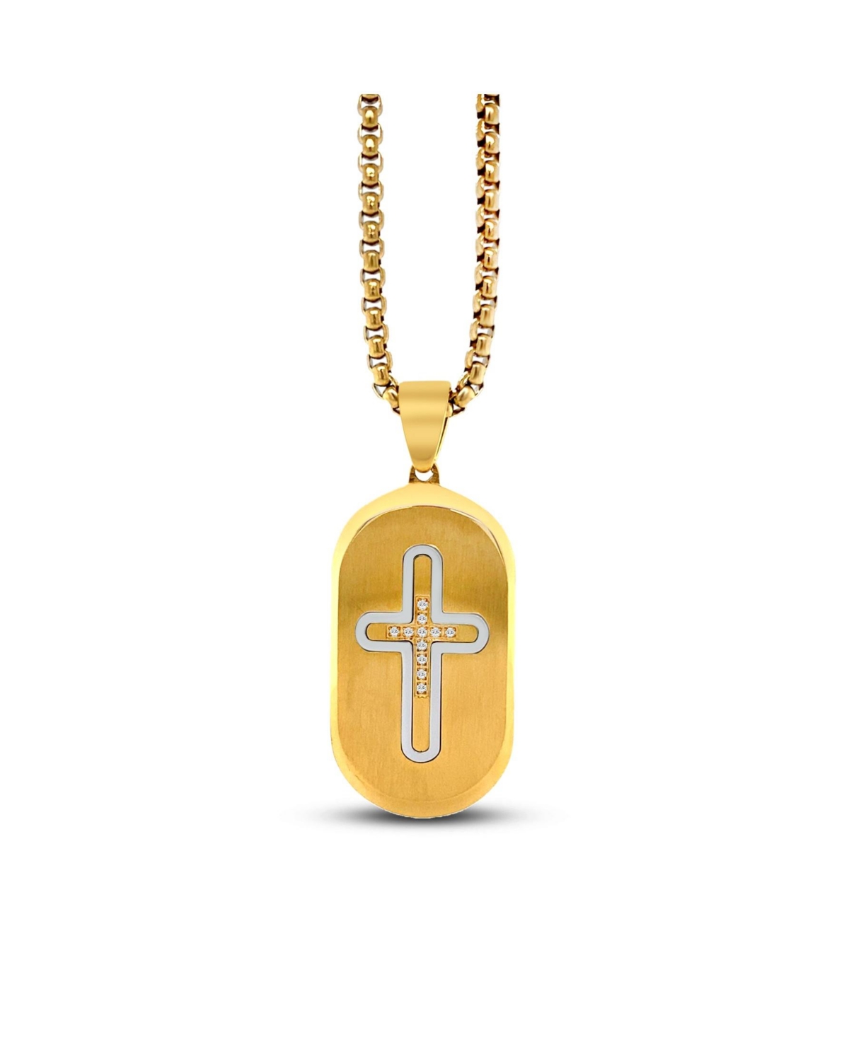 Paxor Oblong Cross Necklace - Gold