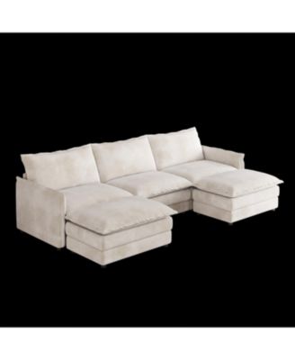  Corduroy 3-Seater Cloud Couch with Footrests & Cushions
