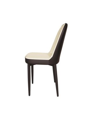 Streamdale Modern Dining Chair with PU Leather and Black Legs, Set of 4 (Beige and Black)