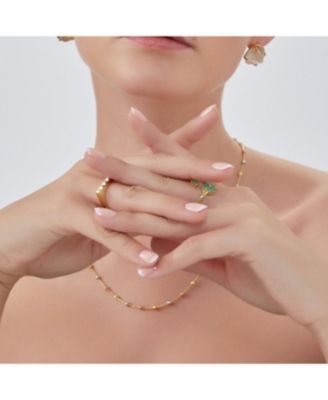 Green Four Leaves Clover Luck Ring Sterling Silver