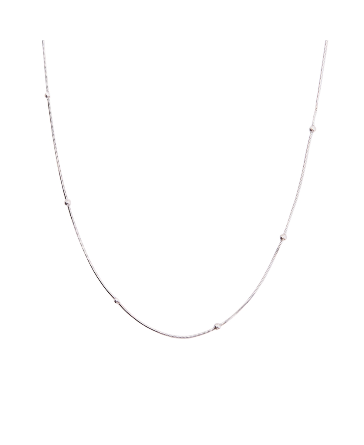 Italian Bead Chain Sterling Silver Satellite Necklace - Silver