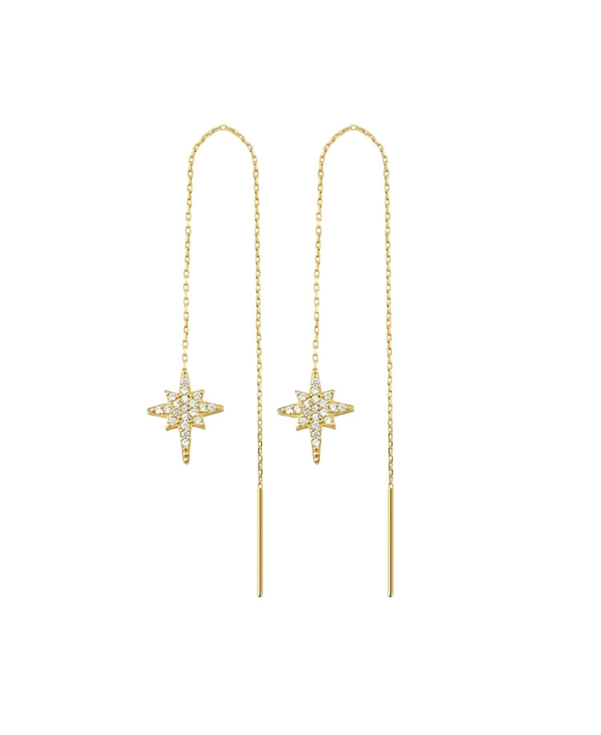 Northernstar Starbust Sterling Silver Chain Drop Earrings - Gold