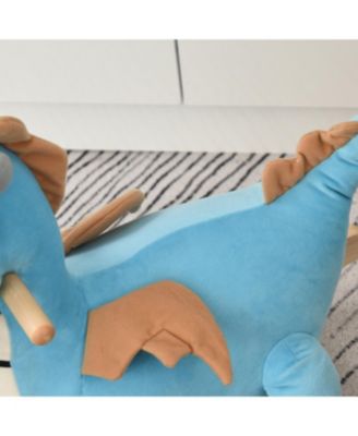 Kids Plush Ride-On Rocking Horse Toy Dinosaur Ride Rocking Chair with Realistic Sounds for18-36 Months, Blue
