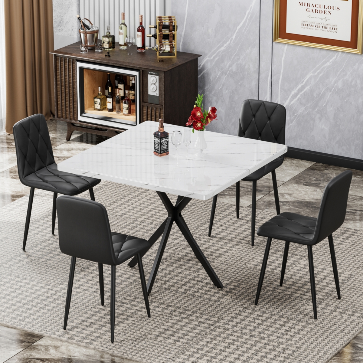 Streamdale Furniture Streamdale Modern Square Dining Table (4-6 Person) for Kitchen/Dining Room/Office