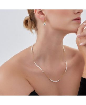 Baroque Irregular Pearl Jewelled Sterling Silver Chain Necklace In Gold