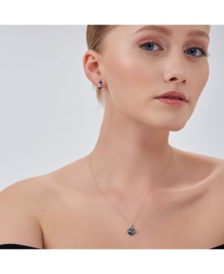 Blue Saturn Jewelled Sterling Silver Necklace