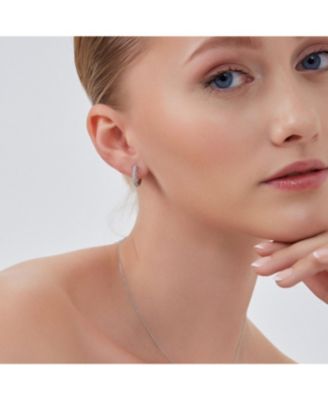 Pave Sterling Silver Hoop Earrings