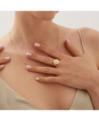 Sun Face Embossed Sterling Silver Medal Ring