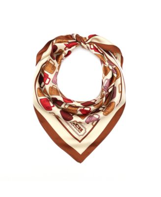 Women's Trompe L'Oeil Bag Print Silk Square Scarf