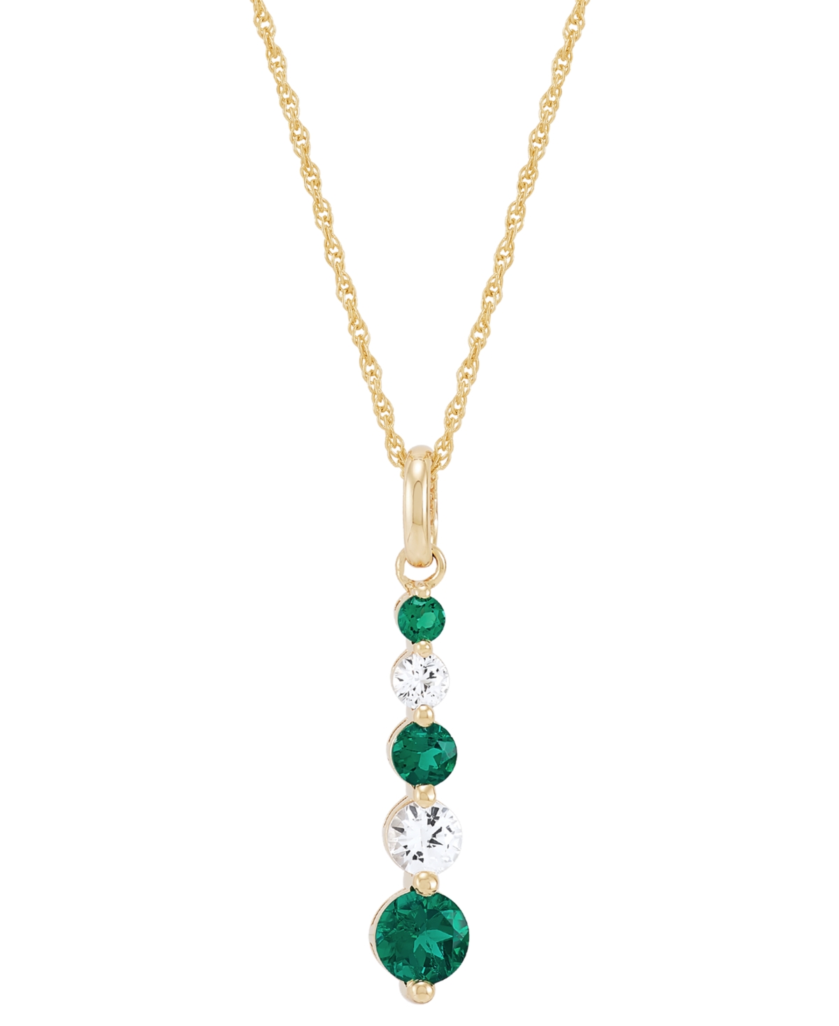 Lab-Created Emerald (5/8 ct. t.w.) & Lab-Created White Sapphire (1/2 ct. t.w.) Pendant Necklace in 14k Yellow Gold over Sterling Silver, 16" + 2" exte