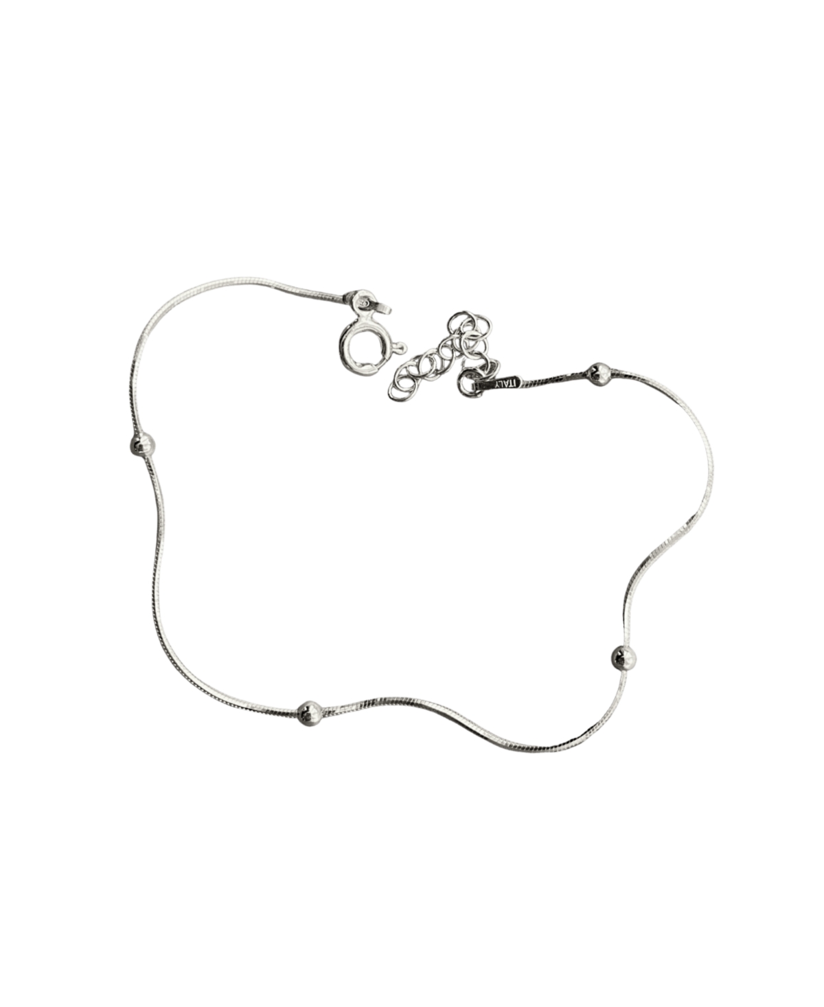 Italian Bead Chain Sterling Silver Satellite Bracelet - Silver