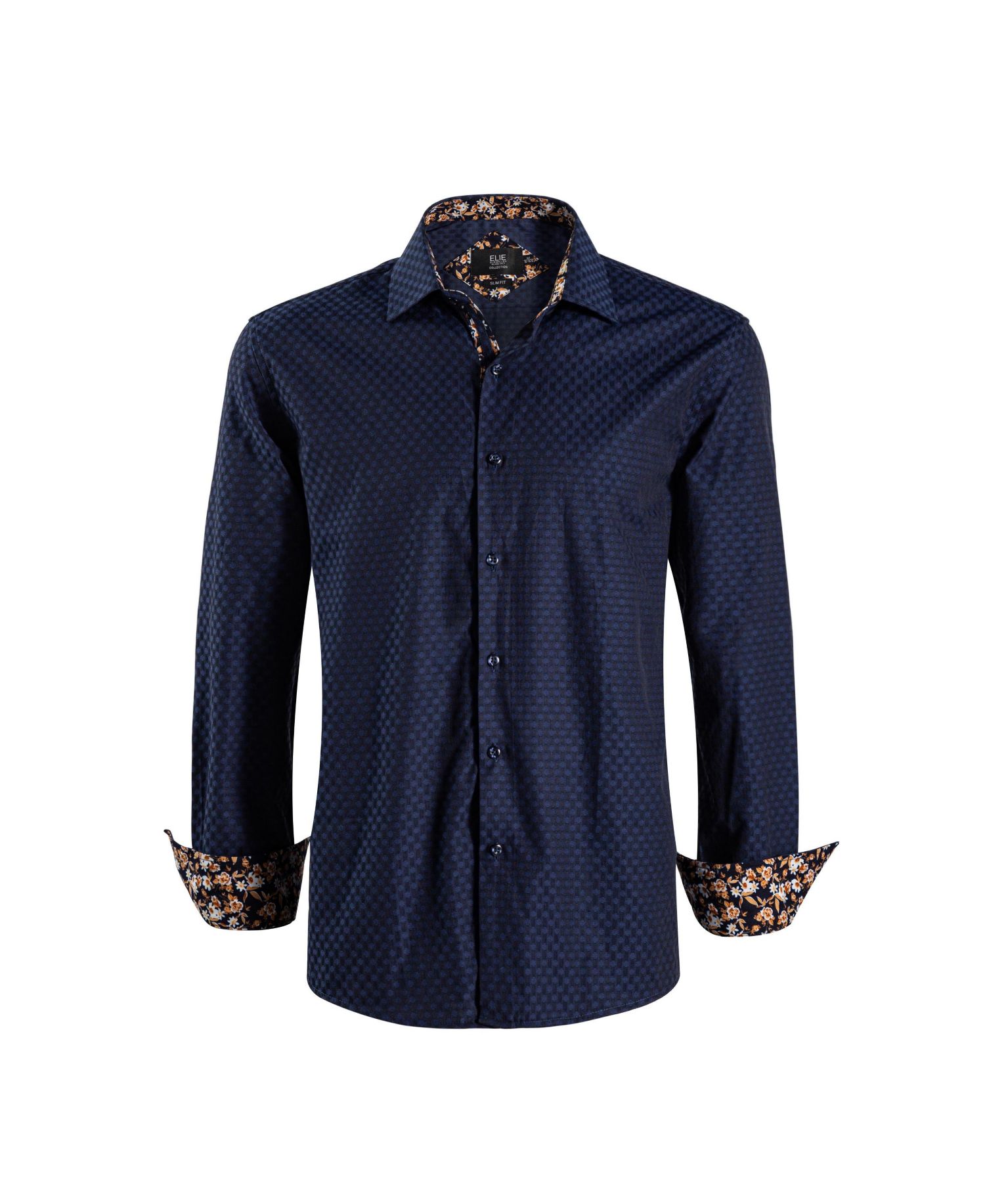 Big Boys Navy Slim Fit Jacquard Dot Shirt