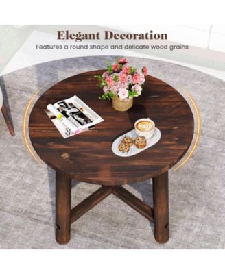 Patio End Table with Solid Wood Structure for Garden Deck Poolside and Indoors