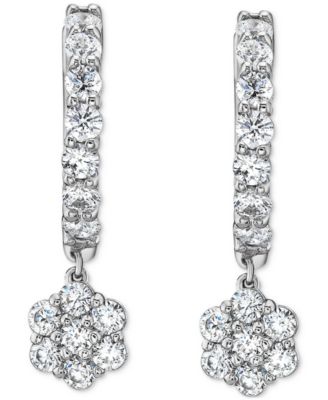 Diamond Dangling Flower Earrings (1 ct. t.w.) in 10k White Gold