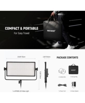 100W Bi Color LED Panel Video Light Kit, 960 LEDs 38600Lux0.5m 2500K-8500K CRI96+/TLCI97+ 0-100% Dimming, APP/2.4G/Panel/DMX Control for Pro Studio Photography Recording Stage Lighting, AP100B