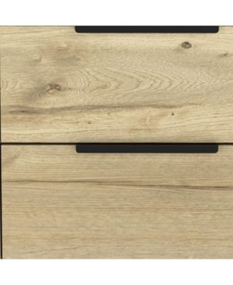 Two Drawer Nightstand in Faux Wood Finish for Bedside or Living Room