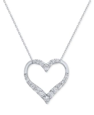Macy's - Diamond Heart 18" Pendant Necklace (3/4 ct. t.w.) in 10k White Gold