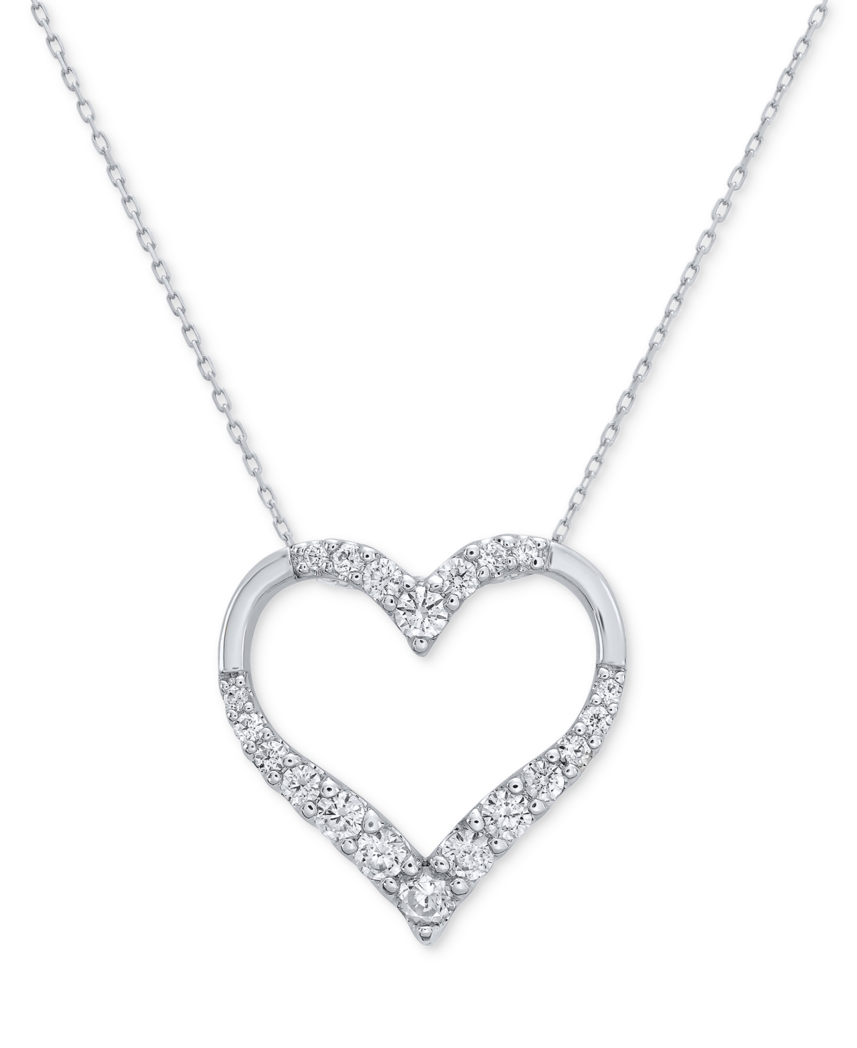 Macy's Diamond Heart 18" Pendant Necklace (3/4 Ct. T.w.) In 10k White Gold In Gold