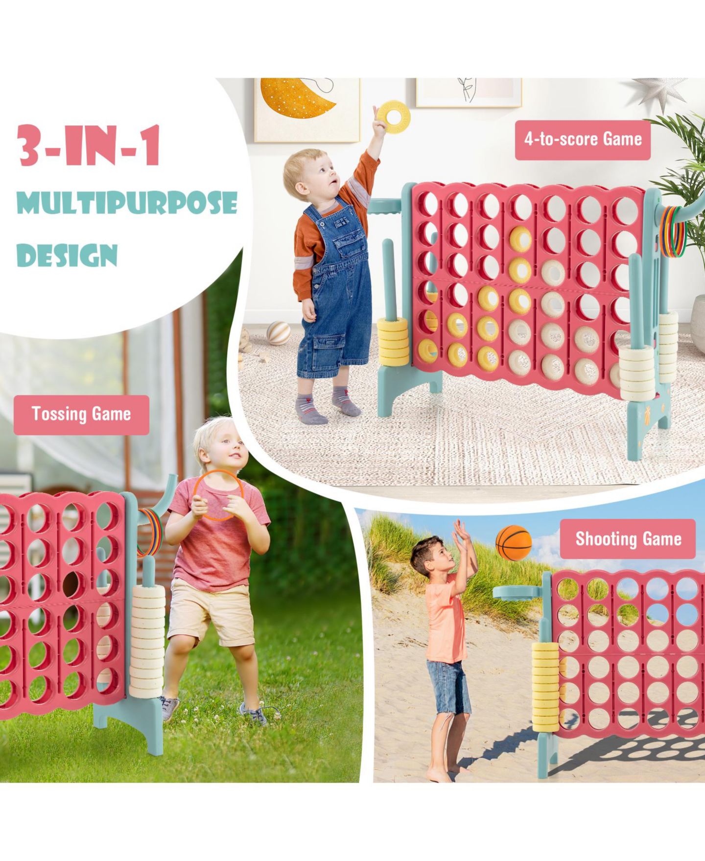 Детские игрушки Mecale 4-in-a-Row Connect Game with Basketball Hoop and Toss Ring, цвет: Тёмно-синий — фото 9