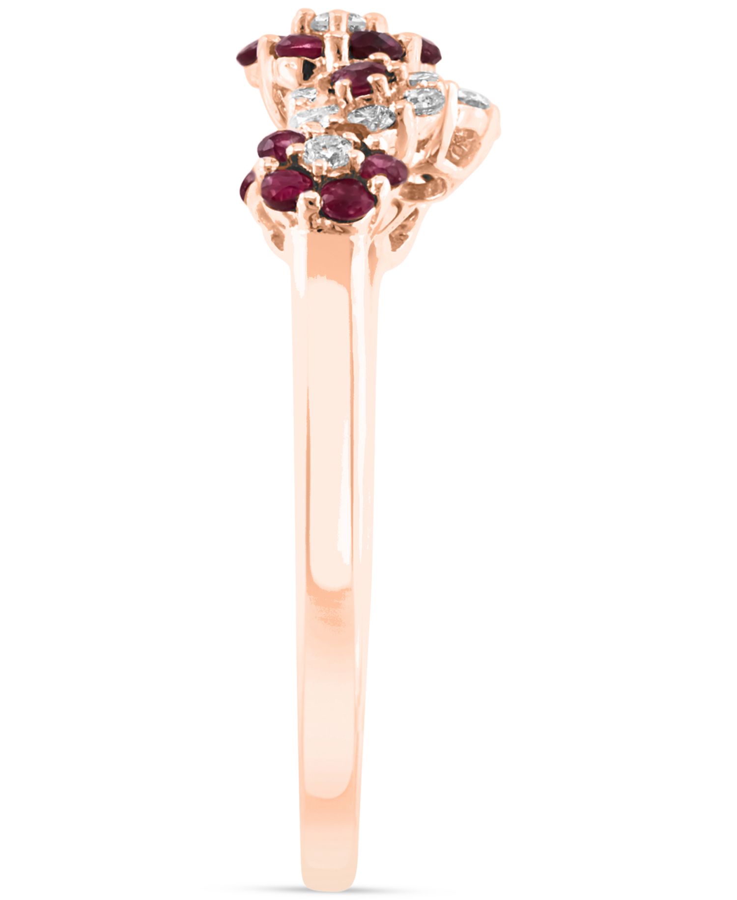 Ruby (0.42 ct. t.w.) & Diamond (0.18 ct. t.w.) Flower Ring in 14k Rose Gold (Also Available in Sapphire)