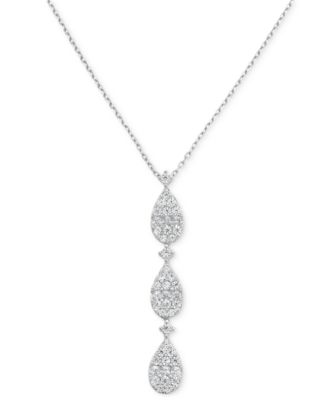 Macy's - Diamond Tiered 18" Pendant Necklace (1/2 ct. t.w.) in 10k White Gold