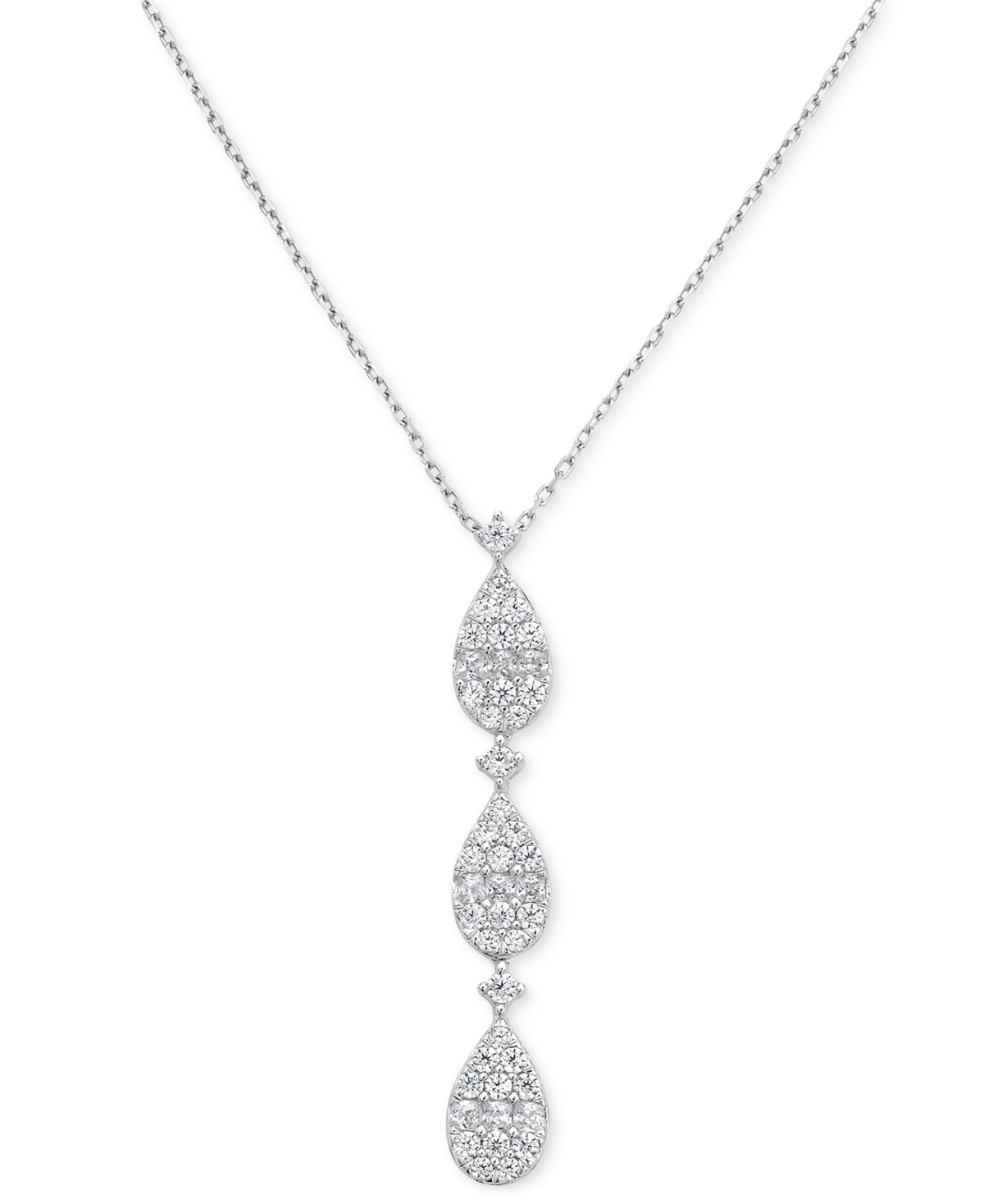 Macy's Diamond Tiered 18" Pendant Necklace (1/2 Ct. T.w.) In 10k White Gold In Gold
