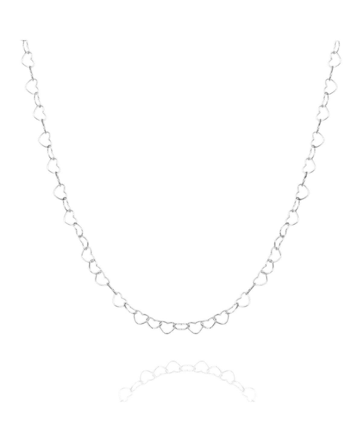Love Heart Sterling Silver Chain Necklace - Silver