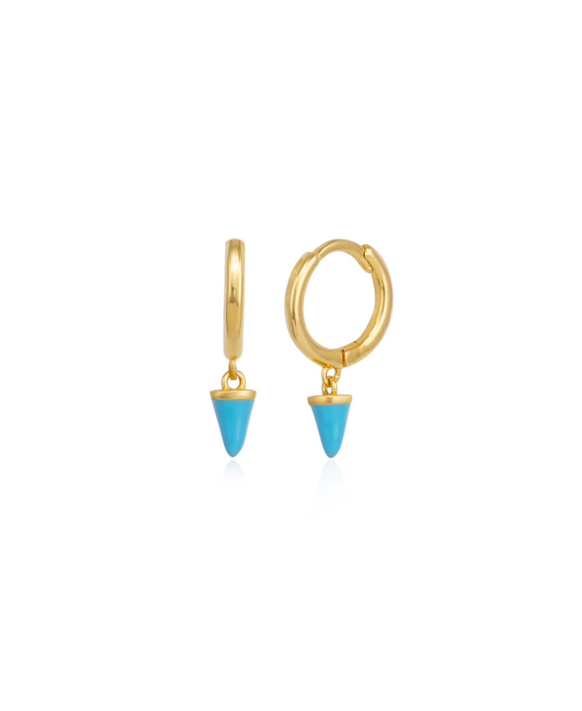Turquoise Spike Pave Hoop Drop Earring - Gold