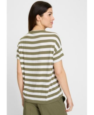 Women's Striped Tee with Puff Print Detail