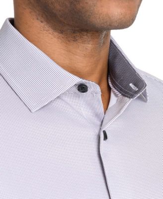 Men's Slim Fit Micro Geo 4-Way Stretch Performance Dress Shirt 